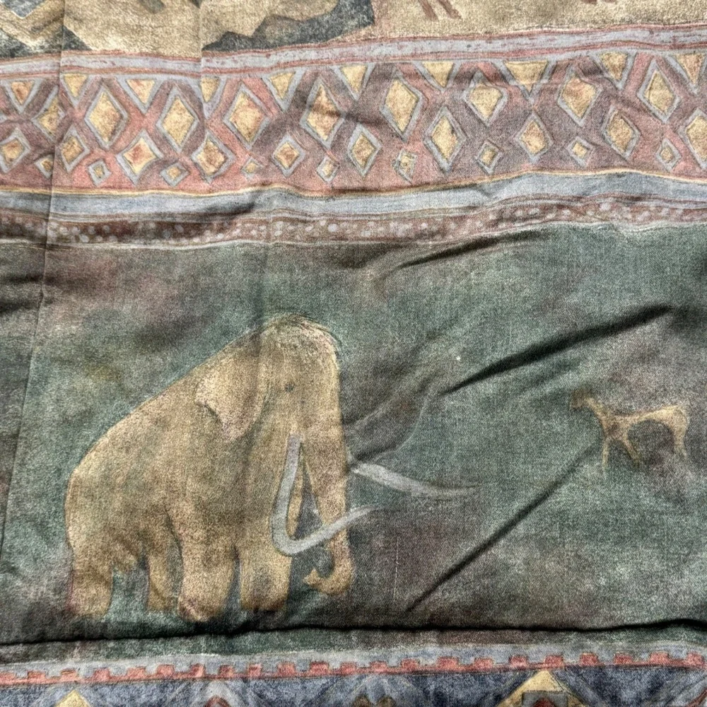 Vintage Mammoth‎ Cave Art Quilted Pillow Sham Prehistoric Tribal Earth Tones